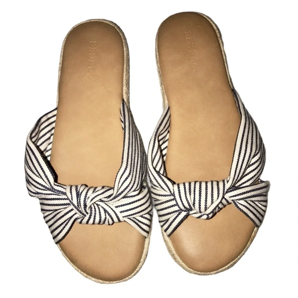 BAMBOO Knotted Platform Espadrille Slides Sandals